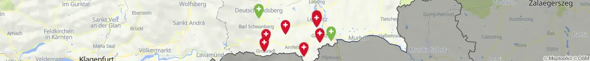 Kartenansicht für Apotheken-Notdienste in der Nähe von Sankt Johann im Saggautal (Leibnitz, Steiermark)
